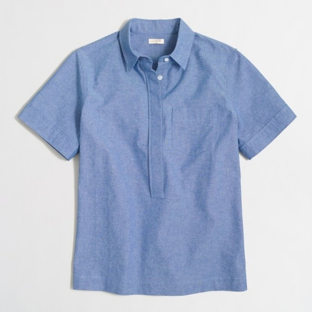 Chambray J Crew Boy Fit Popover Shirt sz XS